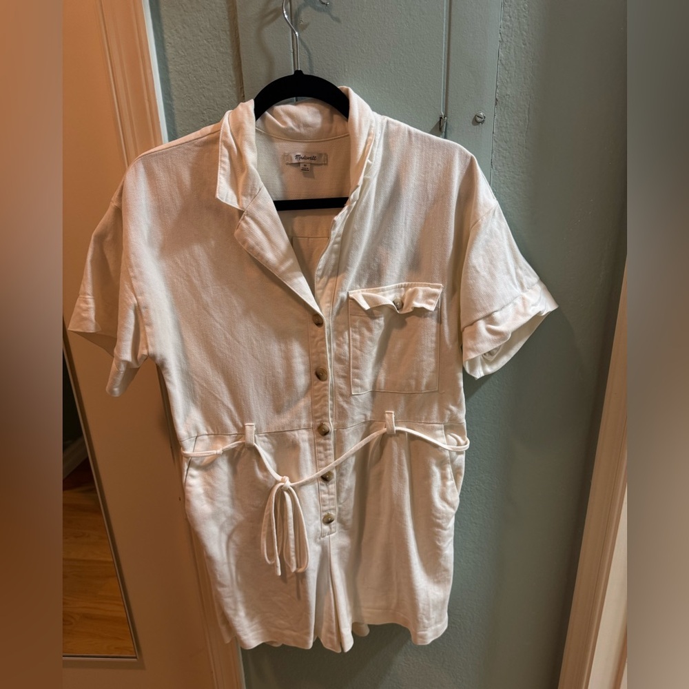 Madewell Cream Button-Up Romper